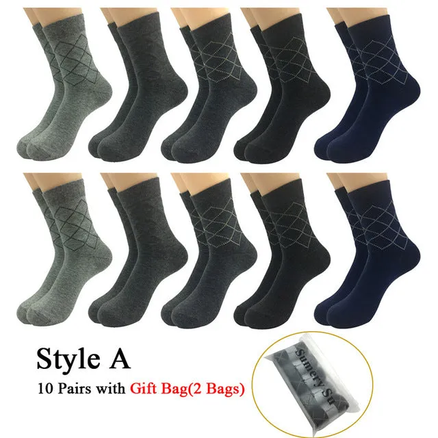 10 Pairs Lot Cotton Breathable Business and Casual Men's Socks