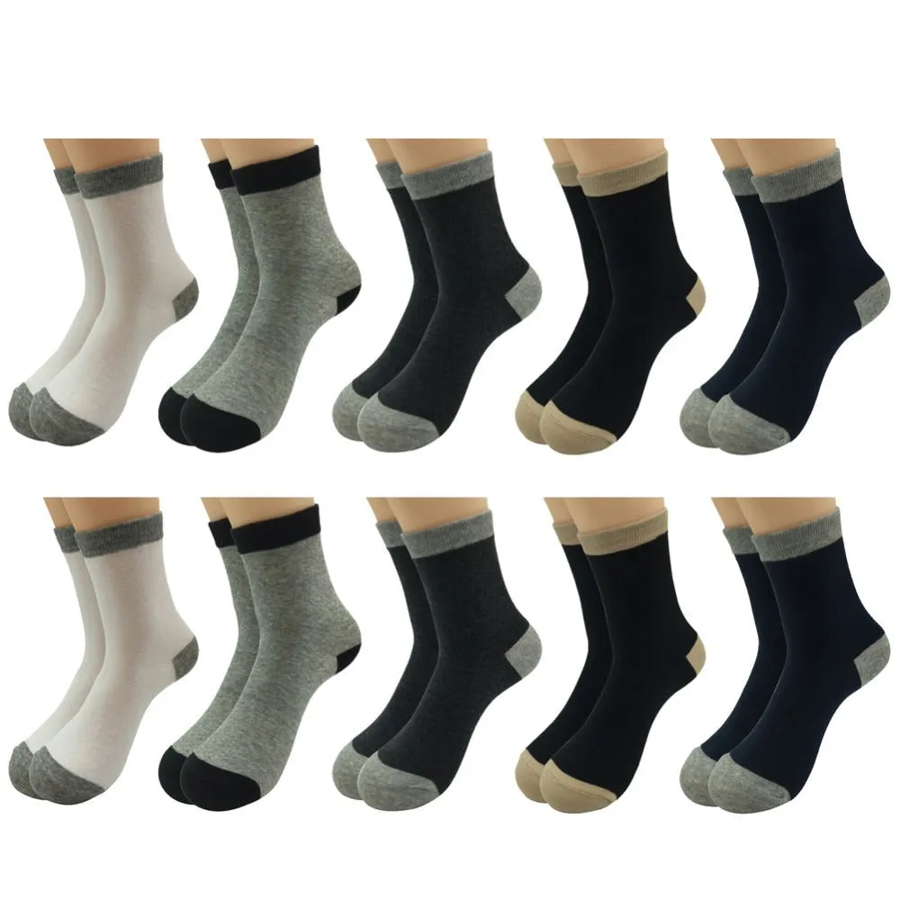 10 Pairs Lot Cotton Breathable Business and Casual Men's Socks