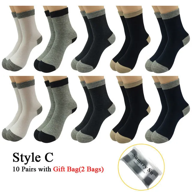 10 Pairs Lot Cotton Breathable Business and Casual Men's Socks