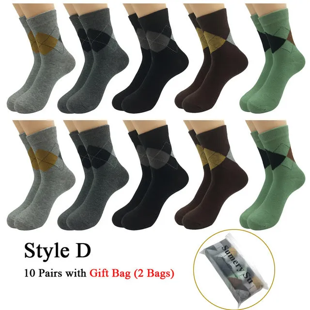 10 Pairs Lot Cotton Breathable Business and Casual Men's Socks