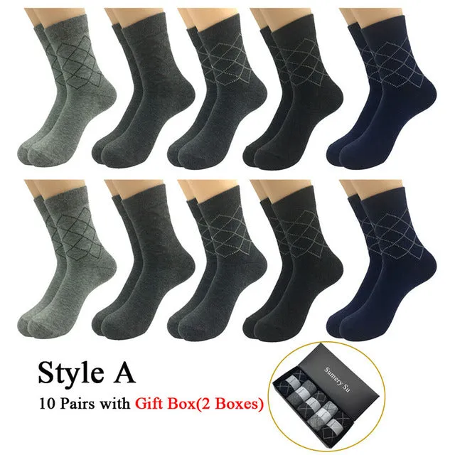 10 Pairs Lot Cotton Breathable Business and Casual Men's Socks