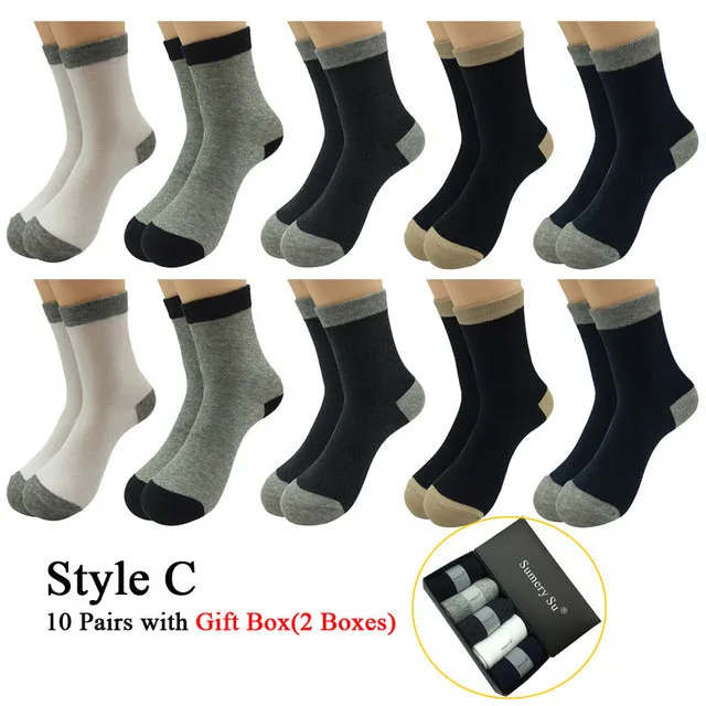 10 Pairs Lot Cotton Breathable Business and Casual Men's Socks