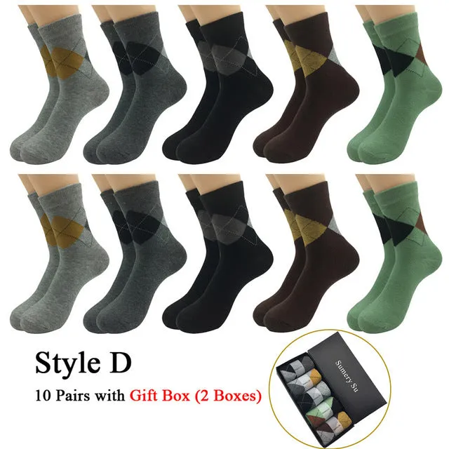 10 Pairs Lot Cotton Breathable Business and Casual Men's Socks