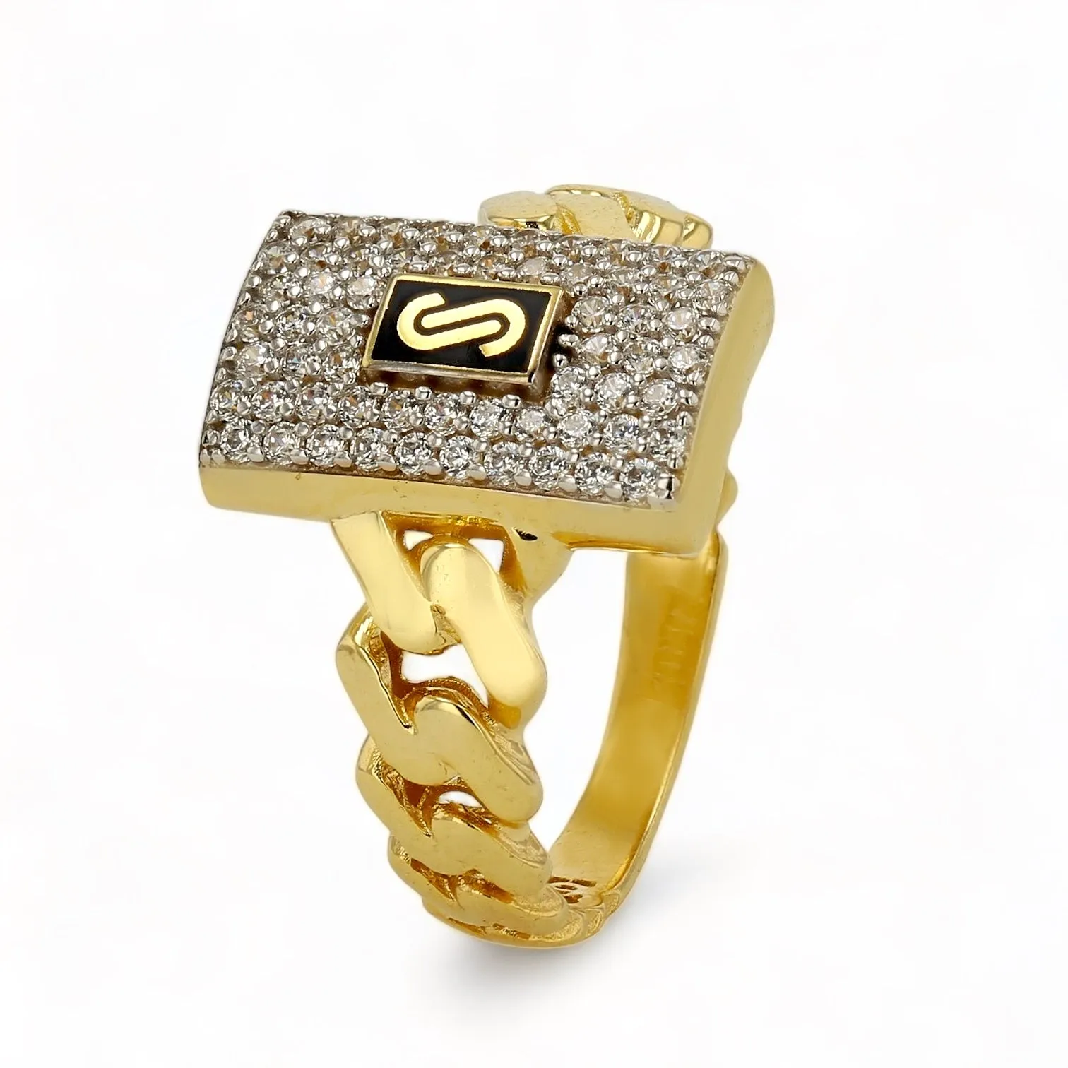 14k yellow gold classic pave original Monaco ring-M001