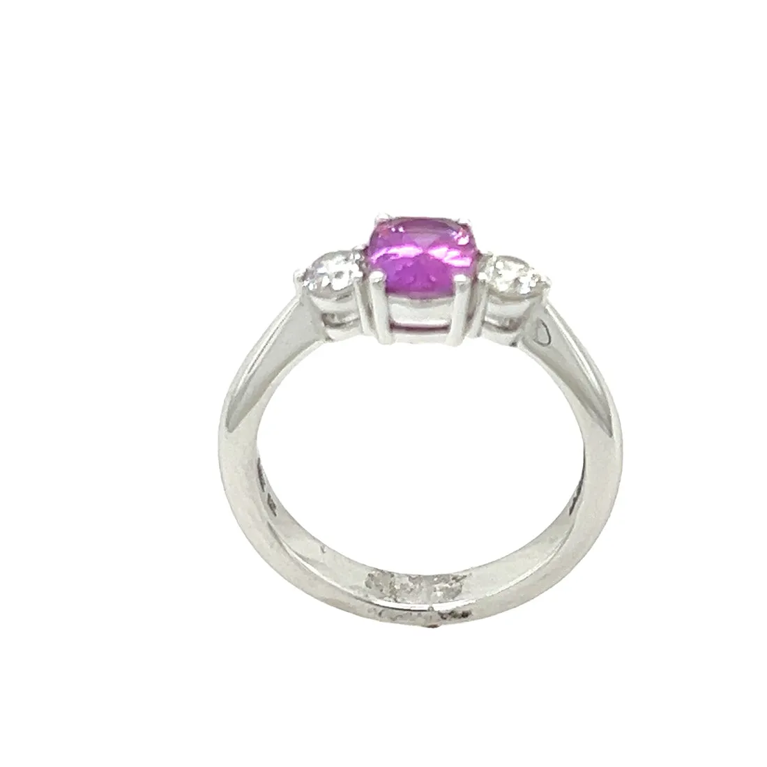 18k Pink Sapphire and Diamond Ring in White Gold