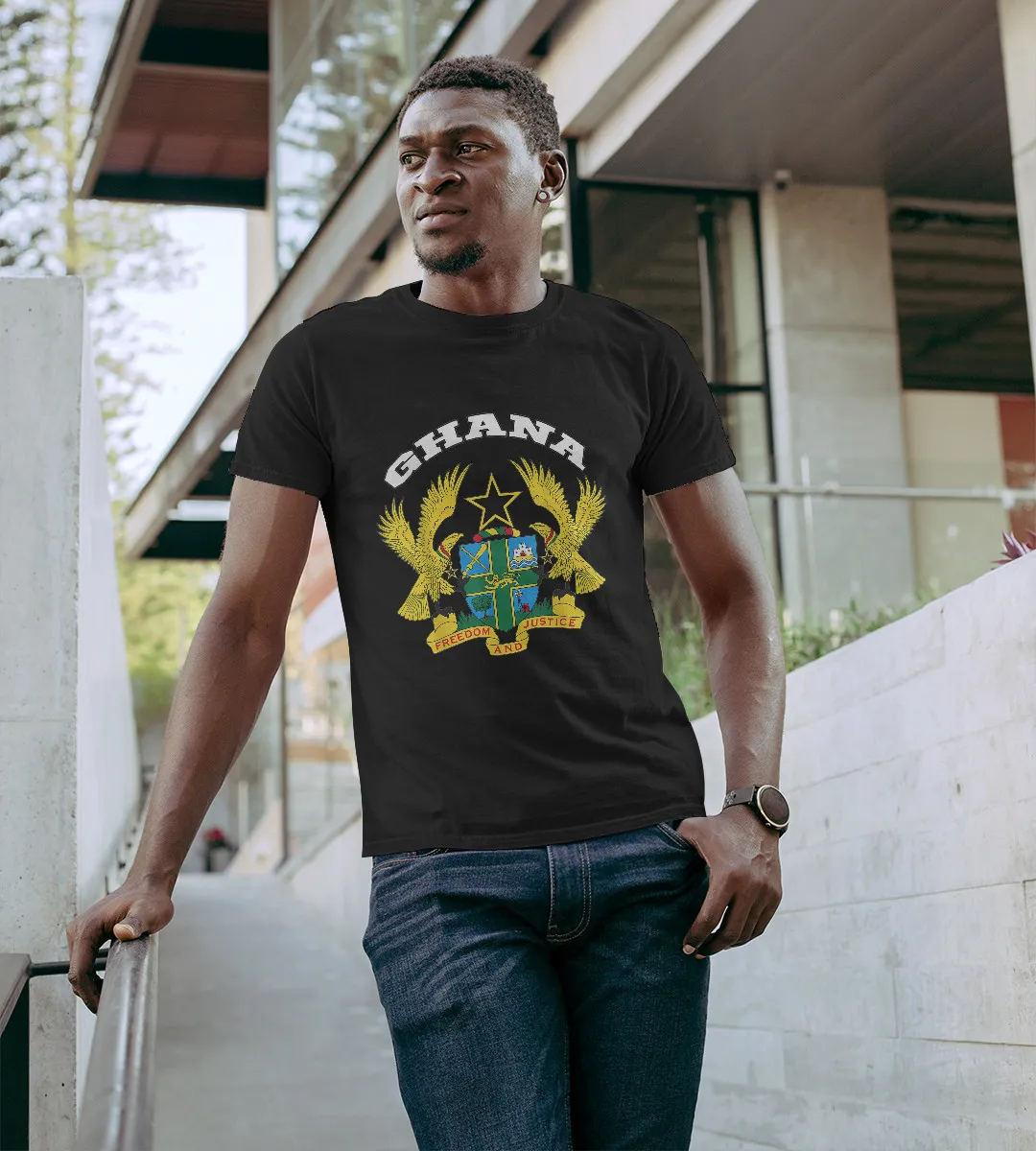 1sttheworld T-Shirt - Ghana Coat of arms Tee Flag T-Shirt Black A35