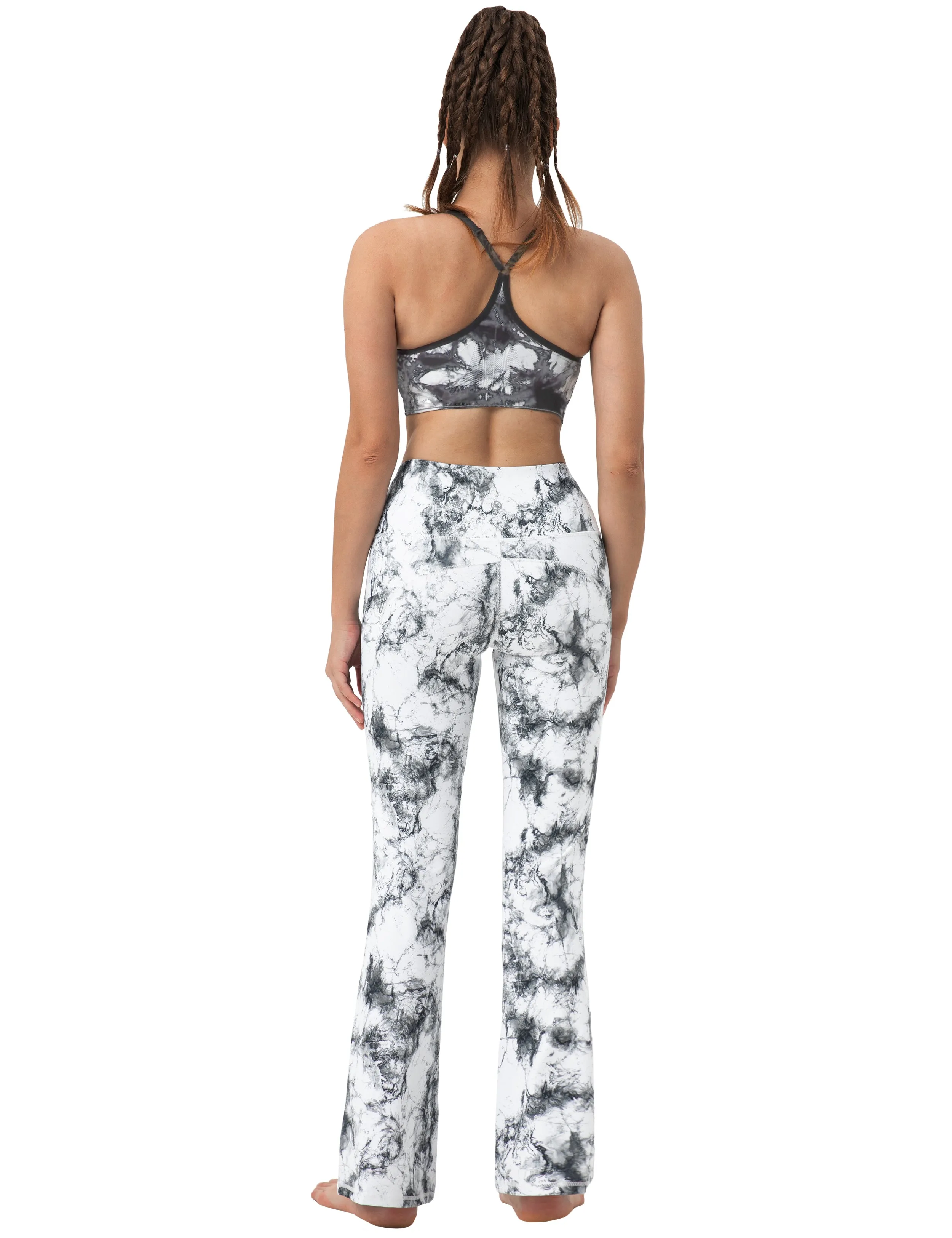 29" 31" 33" 35" 37"  Side Pockets Printed Bootcut Leggings arabescato