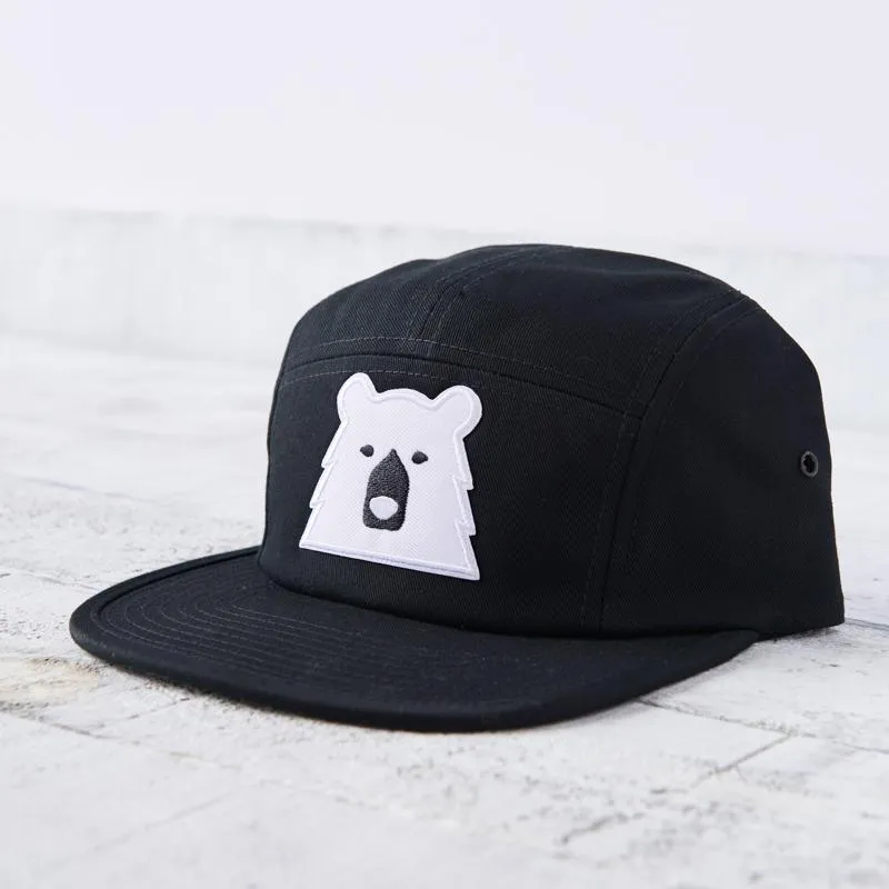 5 Panel Hat (Black with Polar Bear)