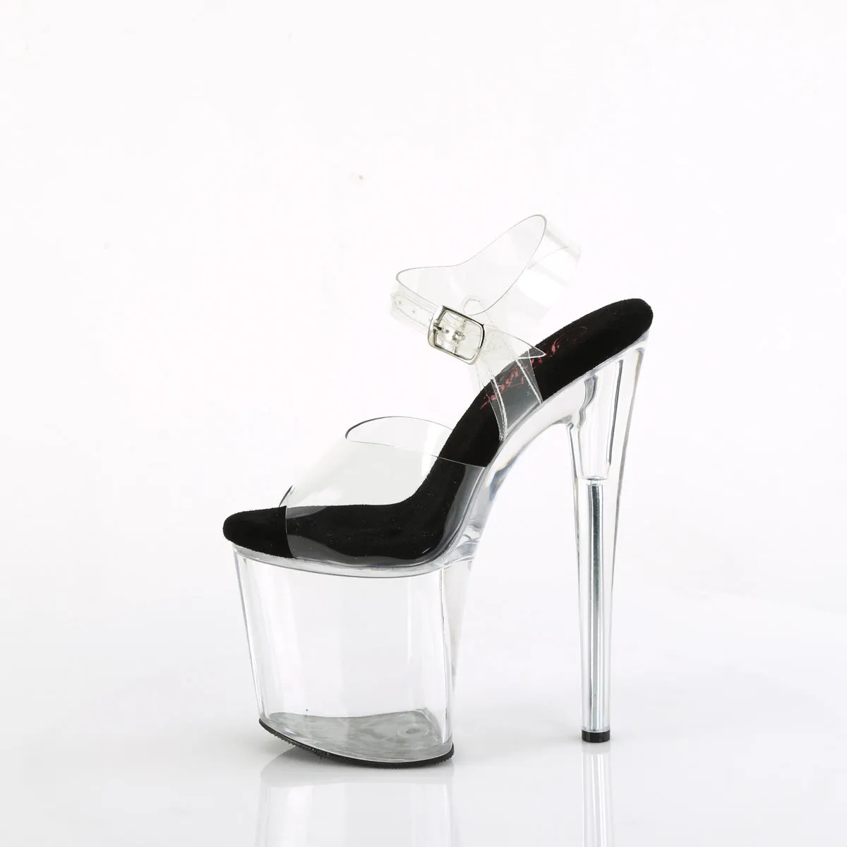 8 Inch Heel NAUGHTY-808 Clear Black Clear