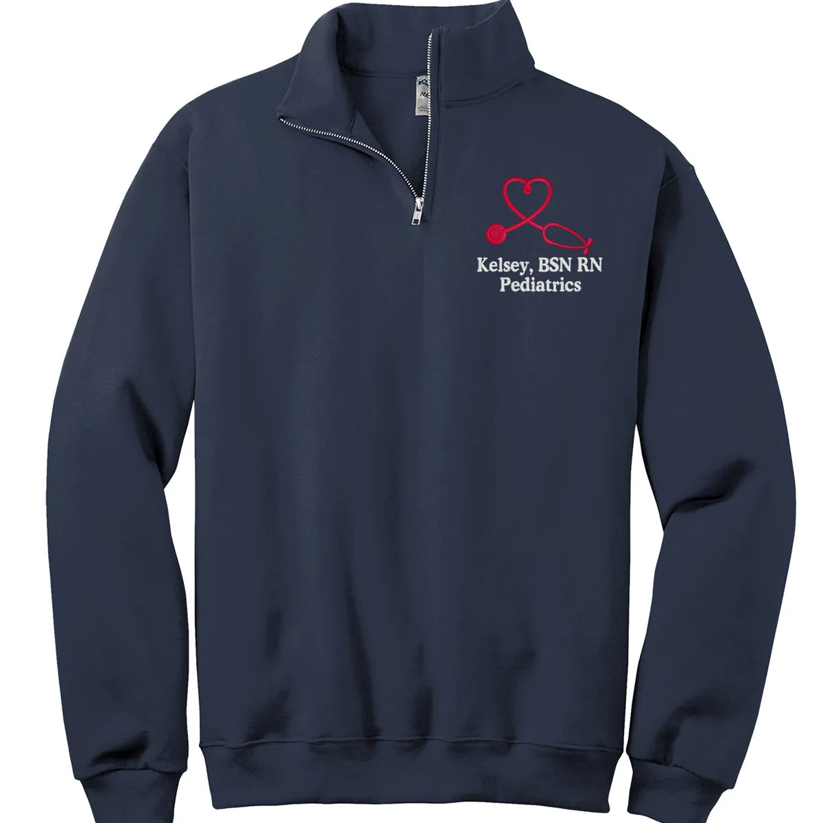 995M | Personalized 1/4 zip  Healthcare Provider Sweatshirt - Unisex Sizing