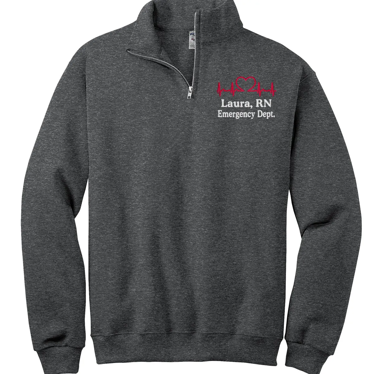 995M | Personalized 1/4 zip  Healthcare Provider Sweatshirt - Unisex Sizing