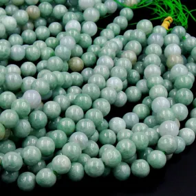 A  Grade Natural Burmese Jade 8mm 10mm Round Beads Juicy Green Burma Jade Round Beads 16" Strand