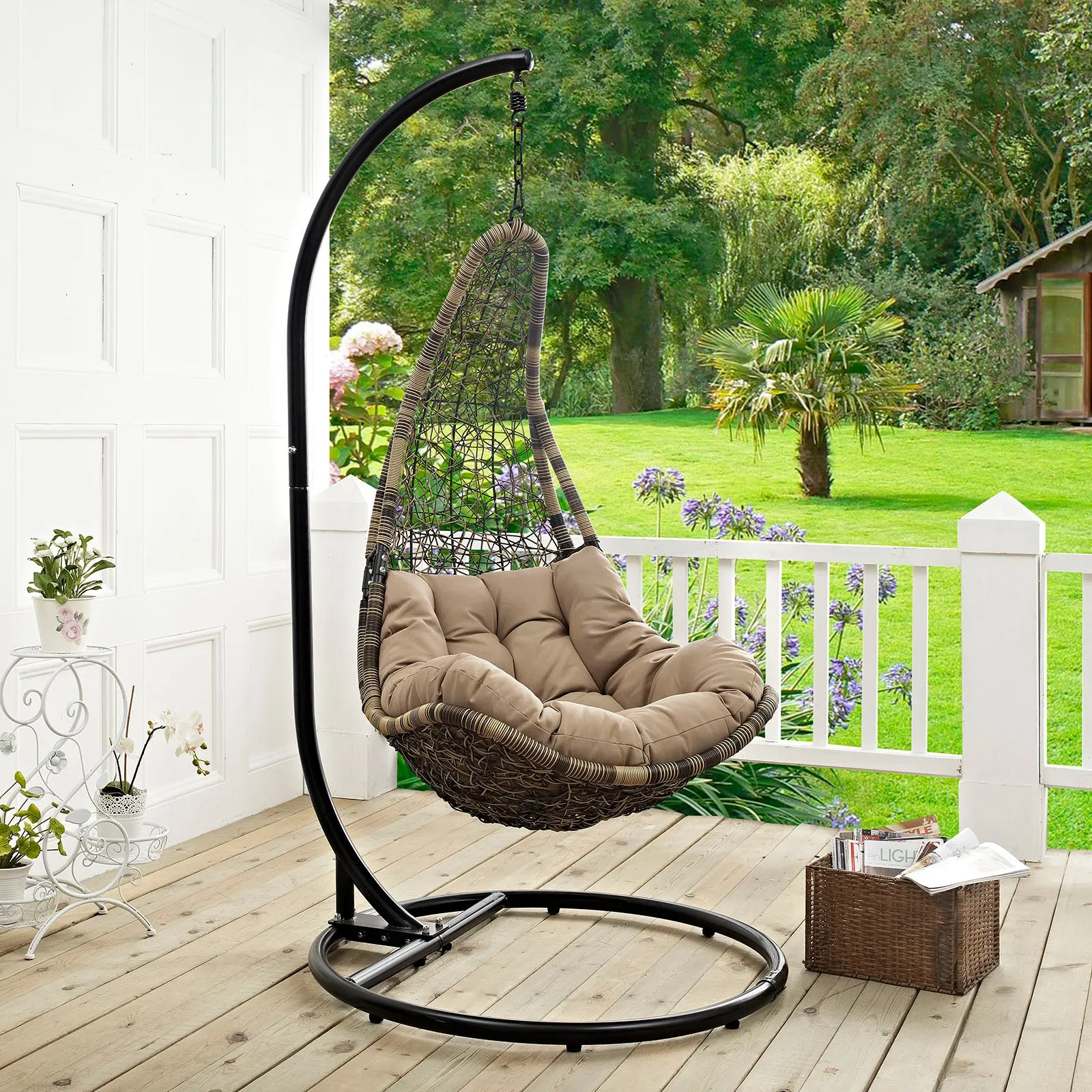 Abate Outdoor Patio Swing Chair With Stand