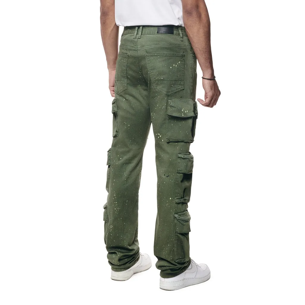 Airbrushed & Heavy Splattered Twill Pants - Vintage Army