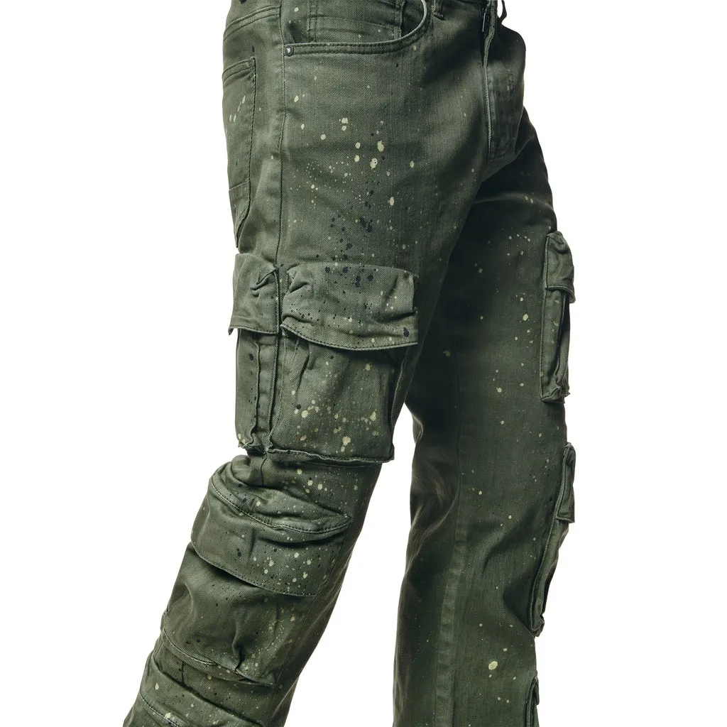 Airbrushed & Heavy Splattered Twill Pants - Vintage Army