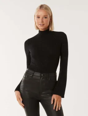 Bea Metallic Slim Bell Sleeve Top