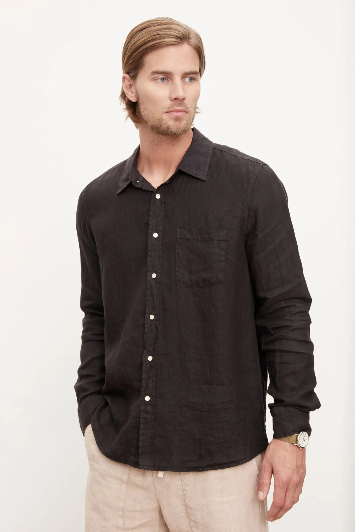 BENTON LINEN BUTTON-UP SHIRT