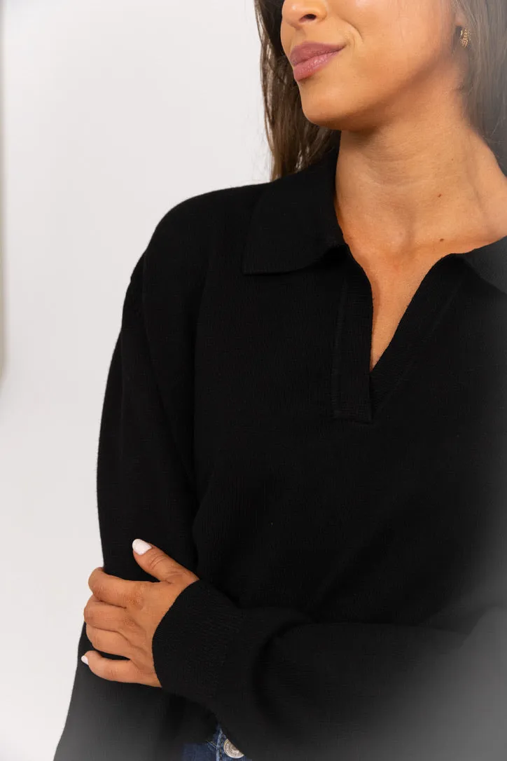 Black Vneck Sweater Top