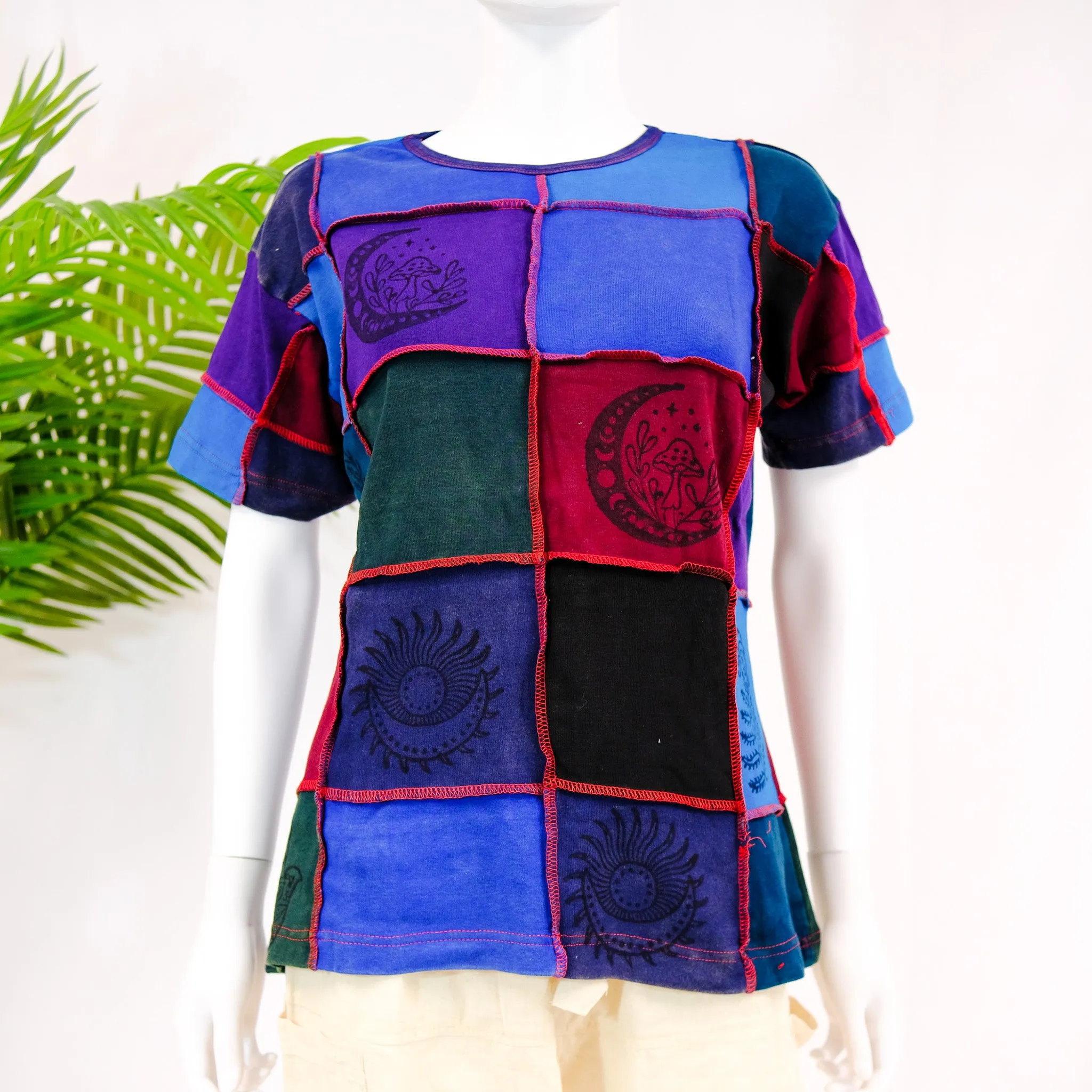 Boho Patchwork Short Sleeve T-Shirt