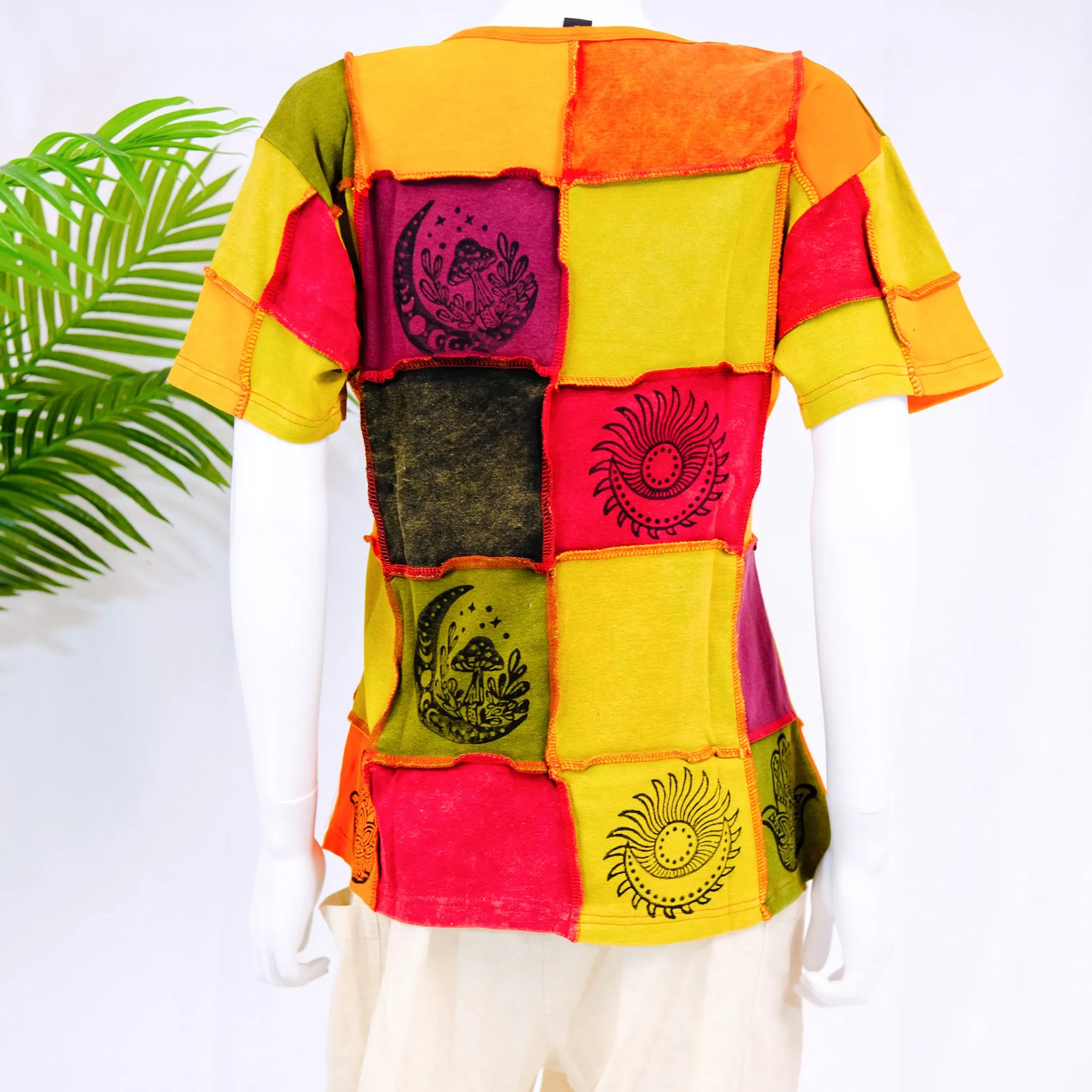 Boho Patchwork Short Sleeve T-Shirt