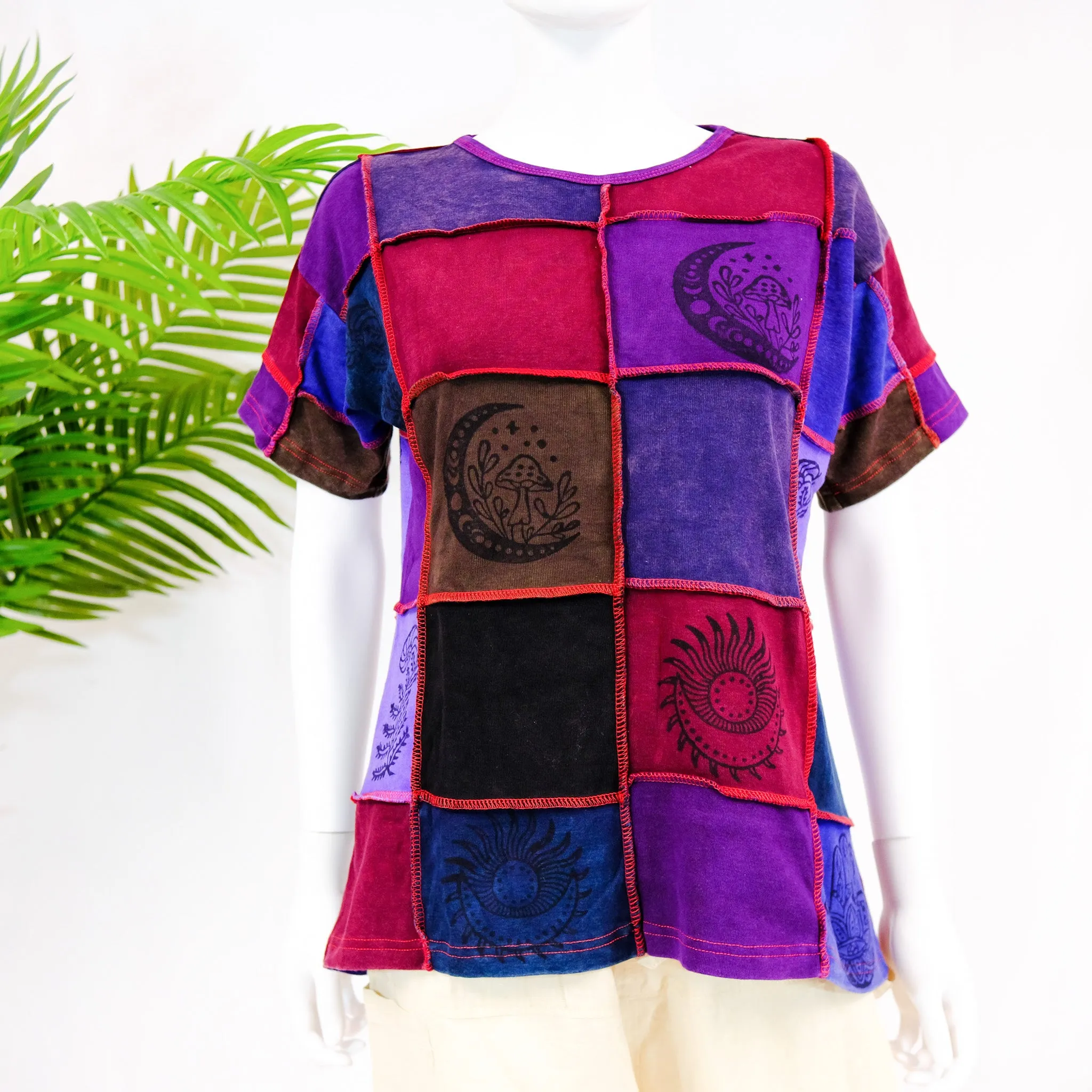 Boho Patchwork Short Sleeve T-Shirt