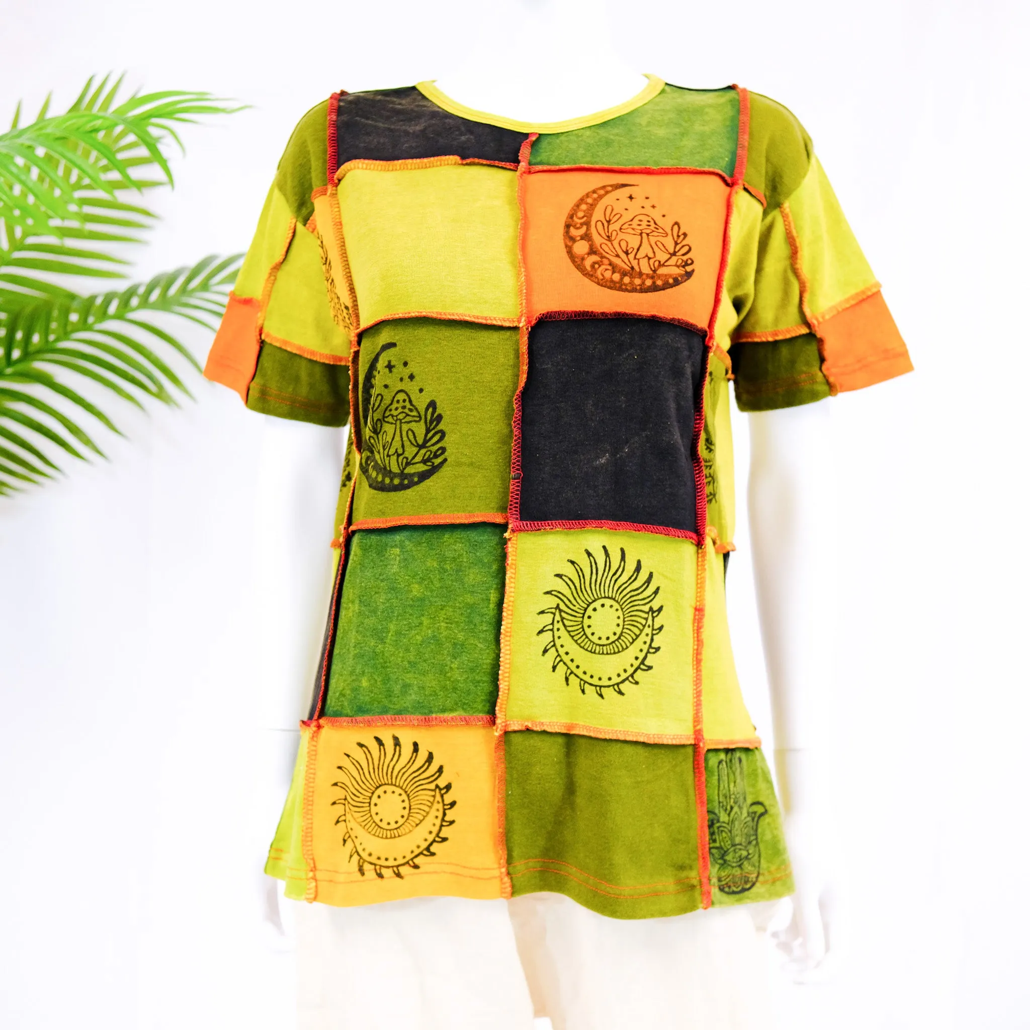 Boho Patchwork Short Sleeve T-Shirt