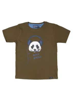 BOY'S BROWN PRINT REGULAR FIT T.SHIRT