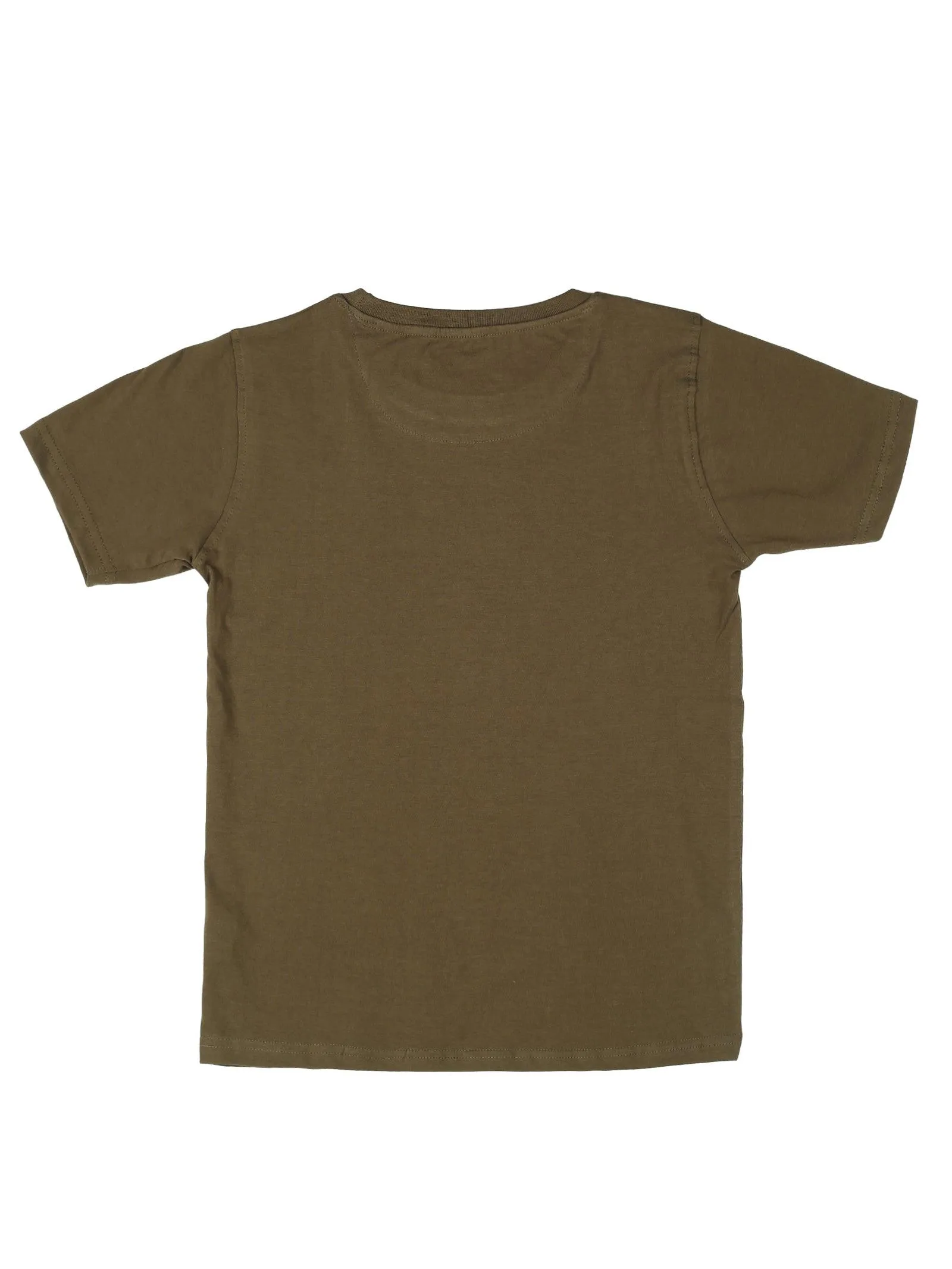 BOY'S BROWN PRINT REGULAR FIT T.SHIRT