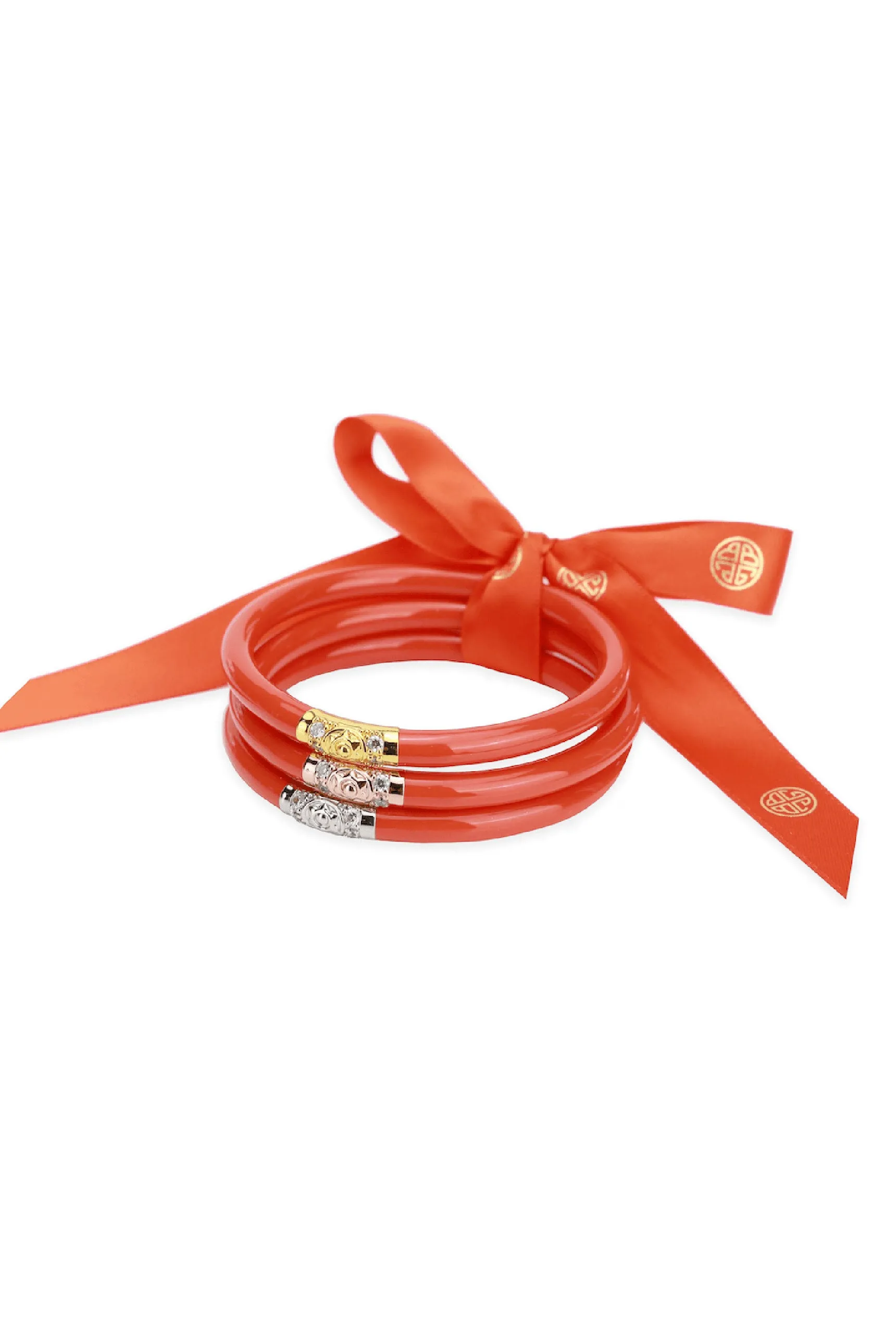 BUDHAGIRL Three Kings All Weather Bangles in Coral