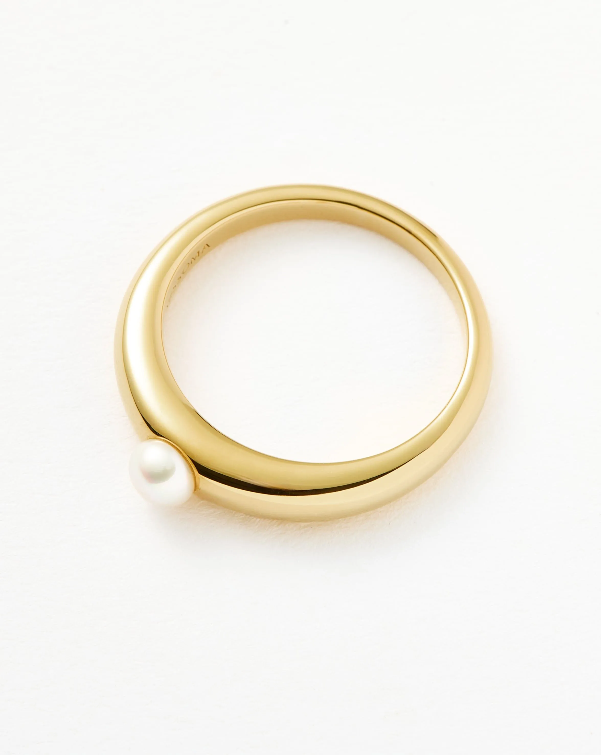 Button Pearl Classic Stacking Ring | 18k Gold Plated Vermeil/Pearl