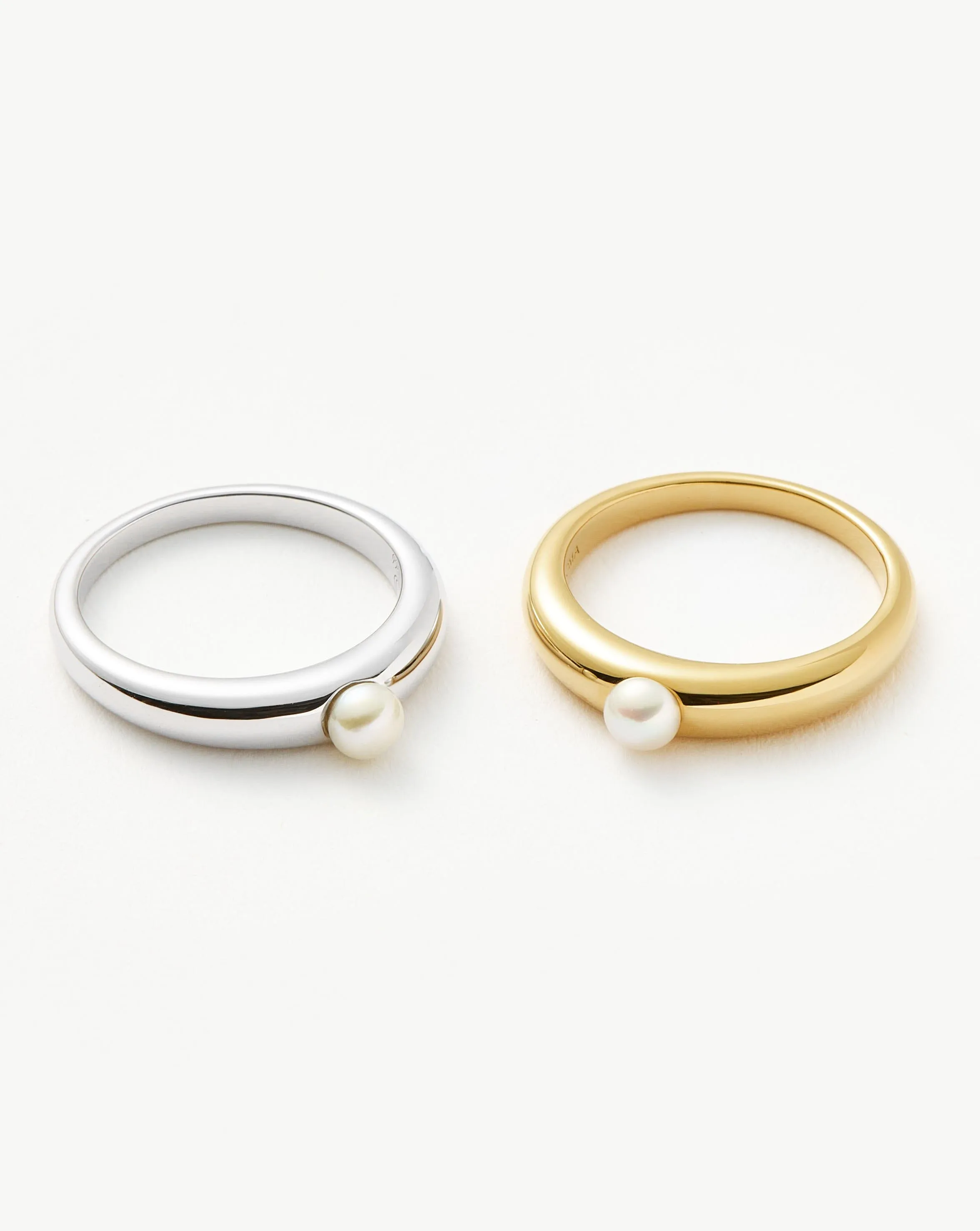 Button Pearl Classic Stacking Ring | 18k Gold Plated Vermeil/Pearl