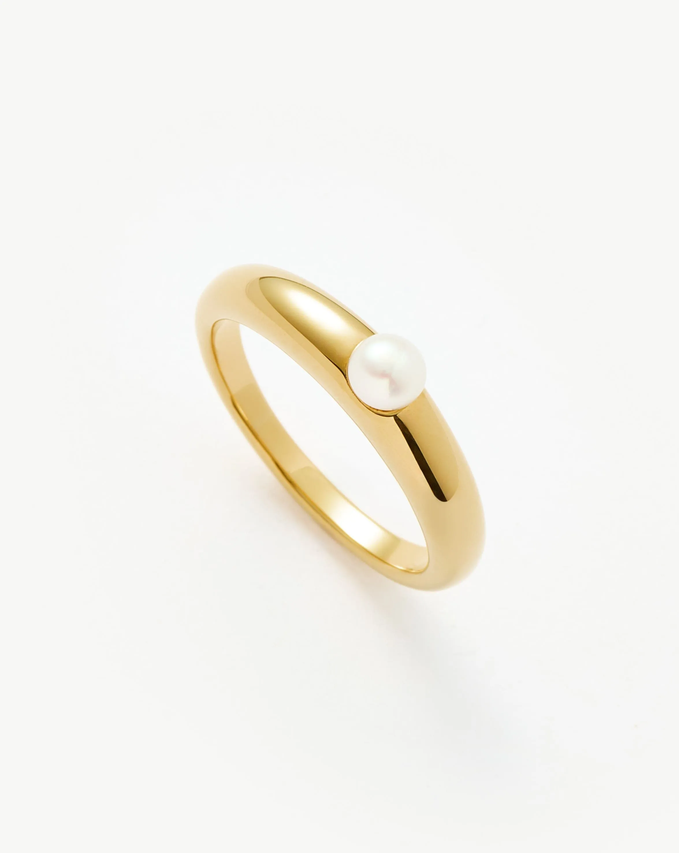 Button Pearl Classic Stacking Ring | 18k Gold Plated Vermeil/Pearl