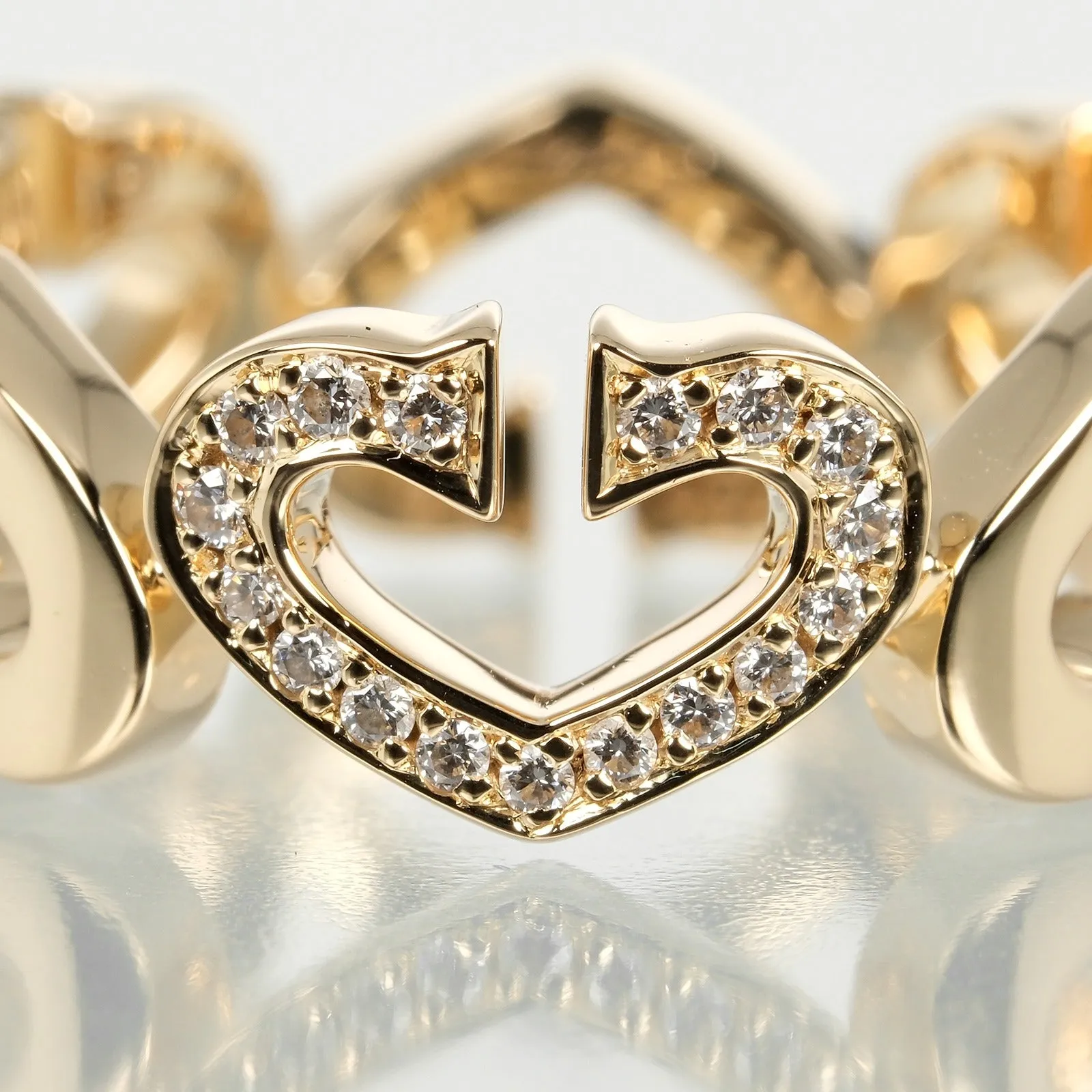 CARTIER Ring K18 Yellow Gold, Diamond gold C heart Women Used Authentic