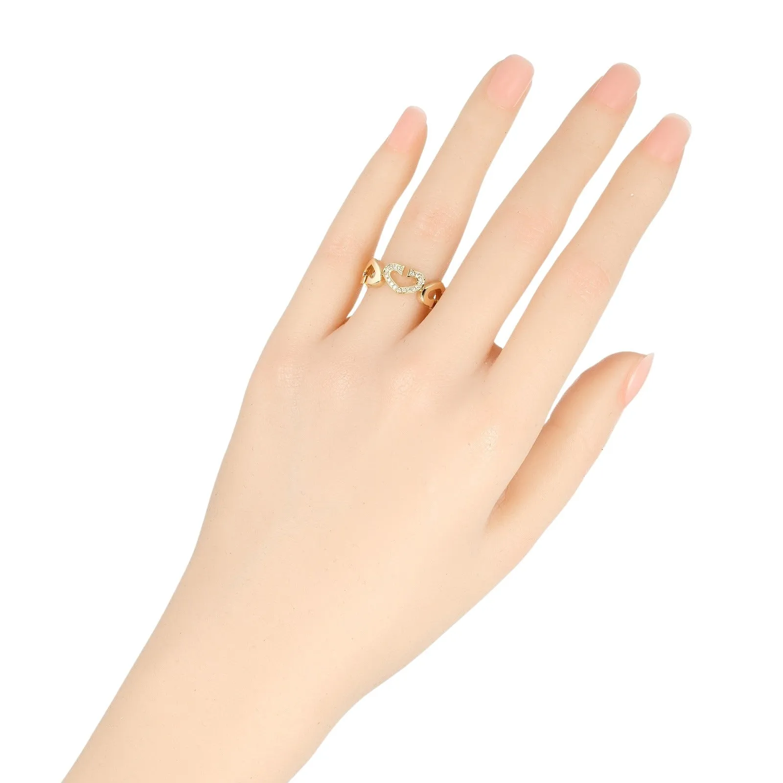 CARTIER Ring K18 Yellow Gold, Diamond gold C heart Women Used Authentic