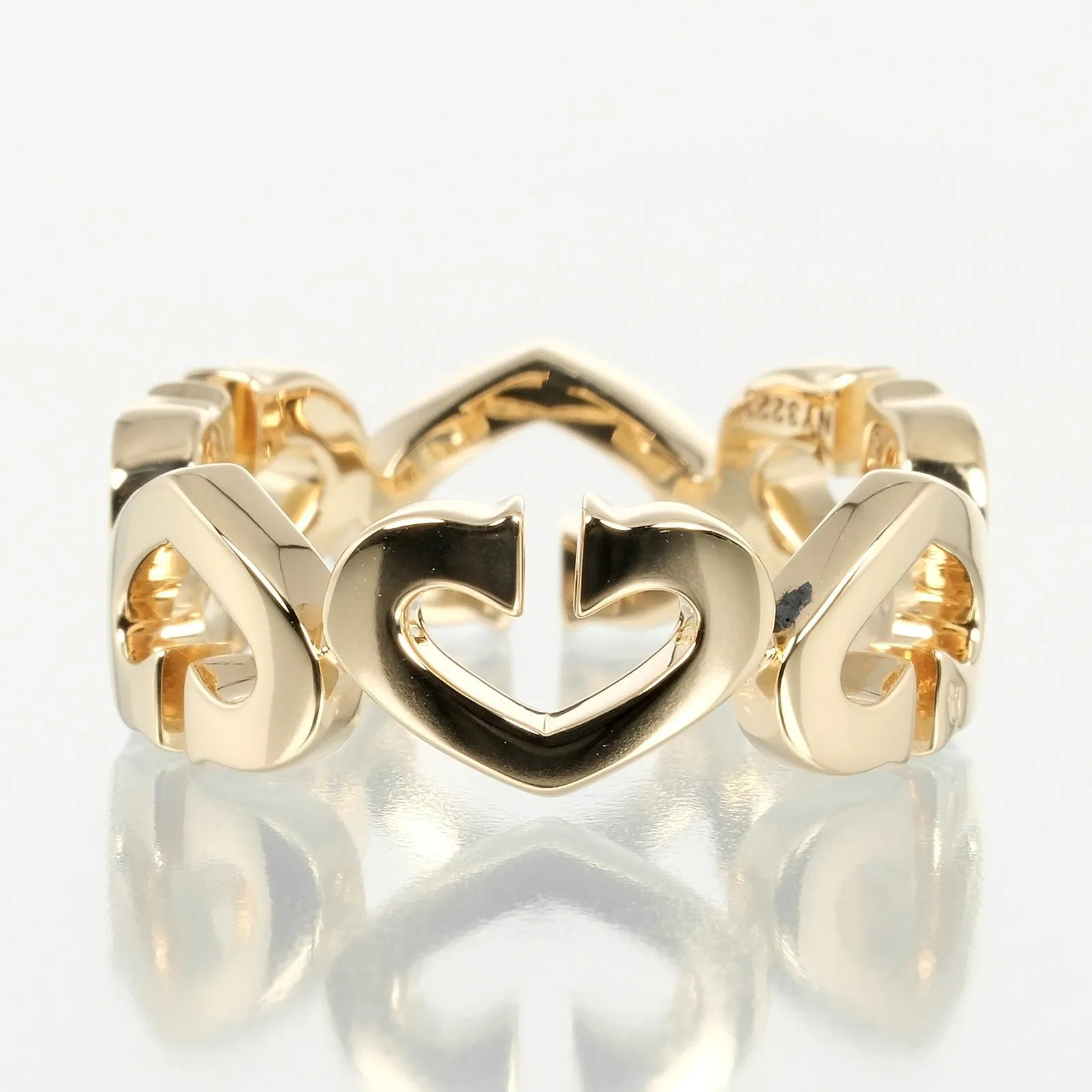 CARTIER Ring K18 Yellow Gold, Diamond gold C heart Women Used Authentic