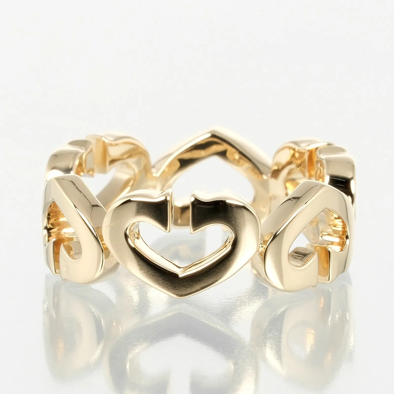 CARTIER Ring K18 Yellow Gold, Diamond gold C heart Women Used Authentic