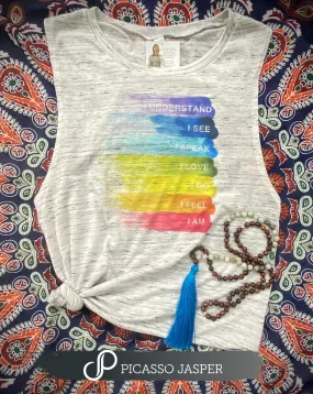 Chakra, Watercolor Print Muscle Tank