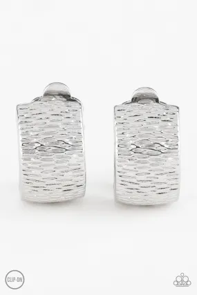 Cirque Du Couture Silver Clip On Earrings - Paparazzi Accessories