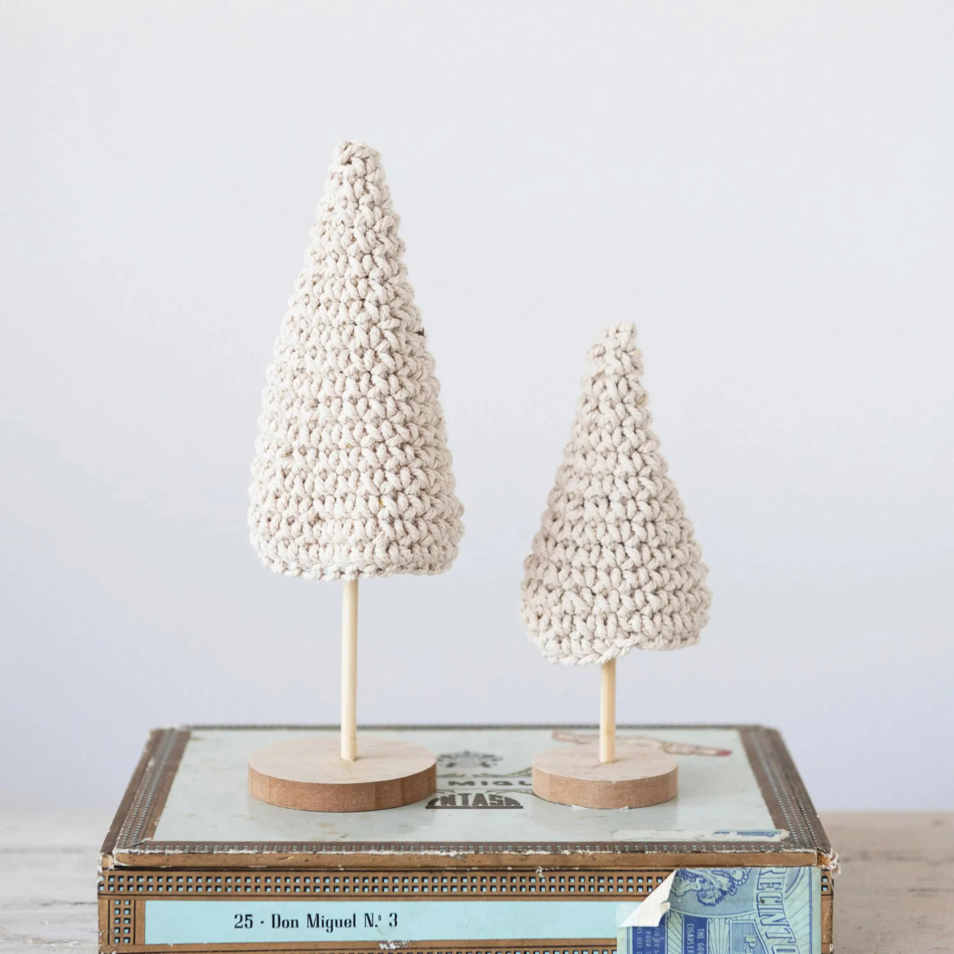 Cotton Crochet Trees, Set of 2