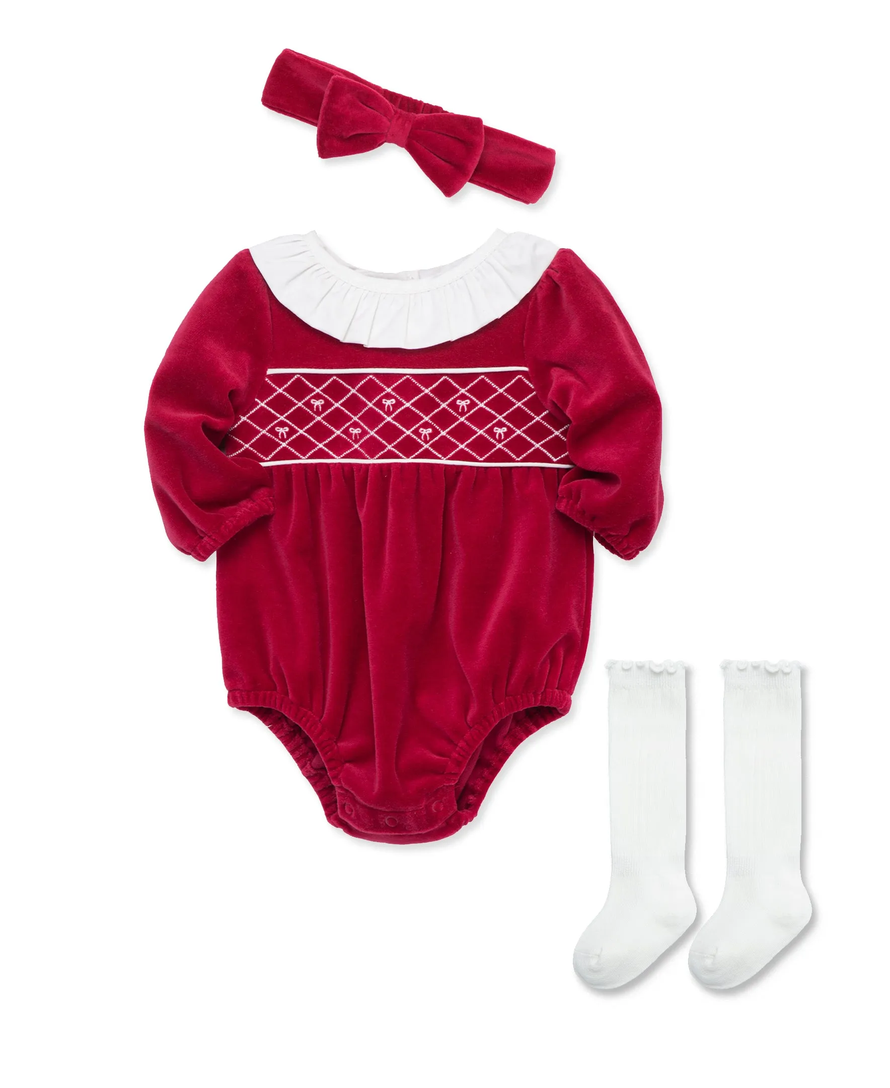 Cross Stitch Velour Bubble Set (3M-12M)