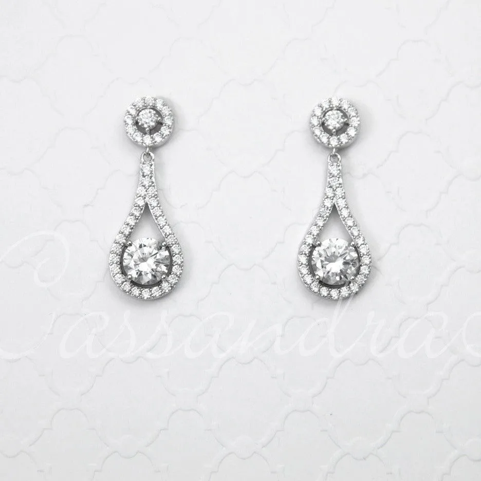 Cubic Zirconia Drop Earrings Teardrop Shaped