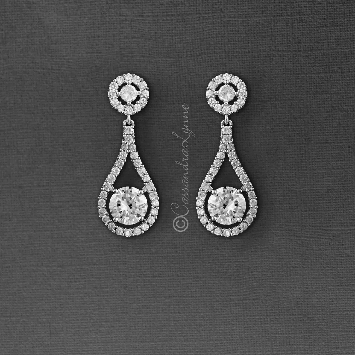 Cubic Zirconia Drop Earrings Teardrop Shaped