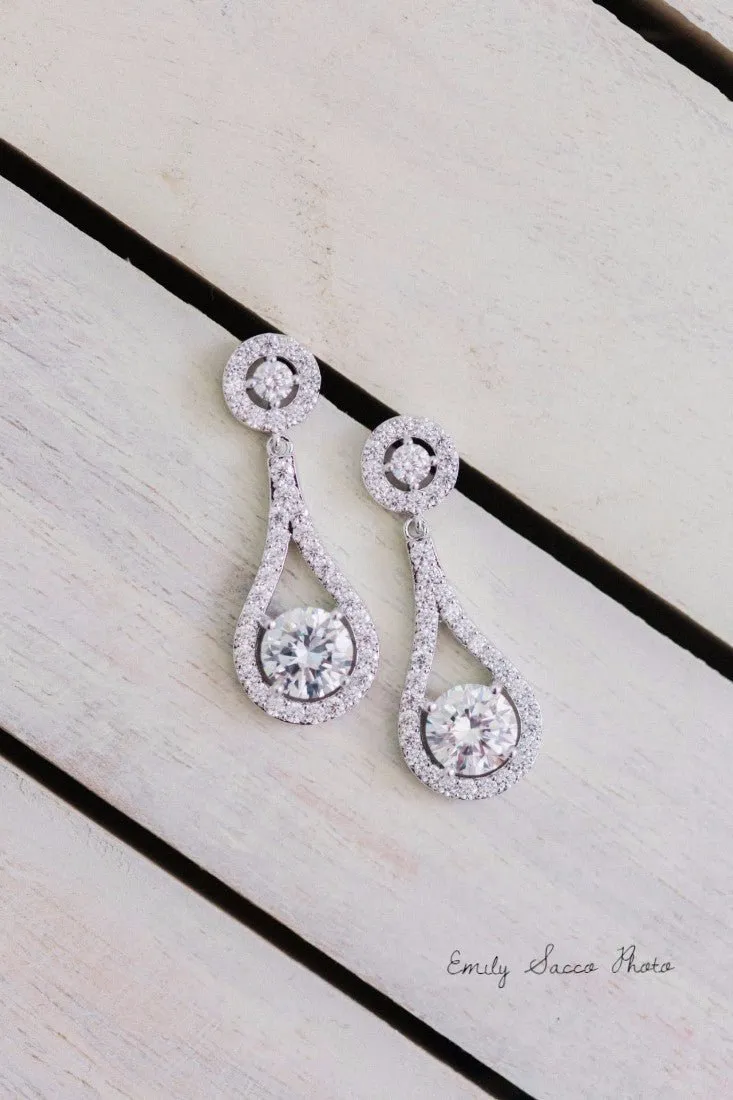 Cubic Zirconia Drop Earrings Teardrop Shaped