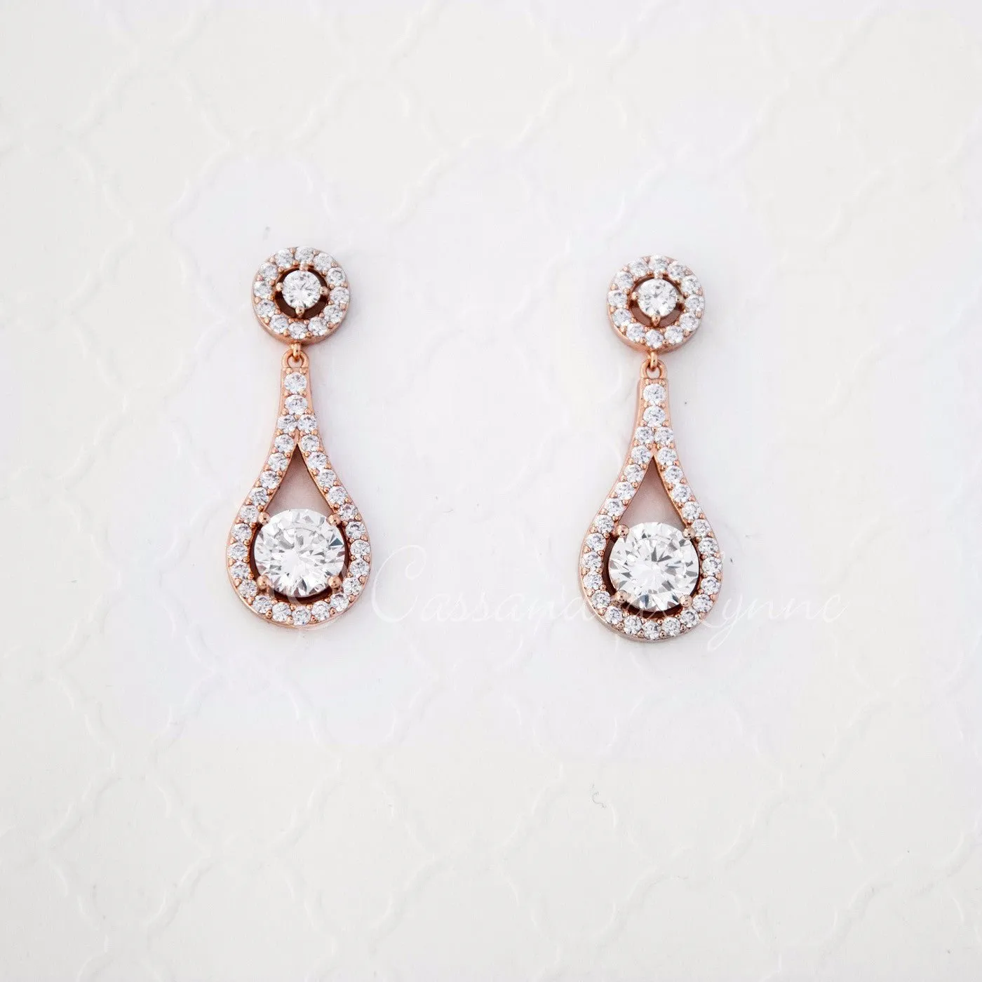 Cubic Zirconia Drop Earrings Teardrop Shaped