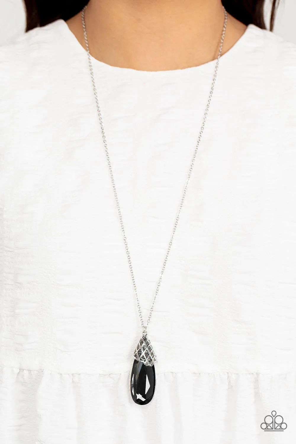 Dibs on the Dazzle Silver Rhinestone Necklace - Paparazzi Accessories