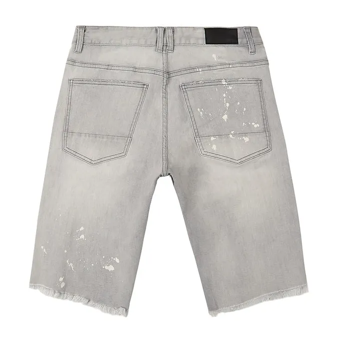 Distressed Rip & Repair Jean Shorts - Light Grey