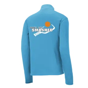 Don't Get Smashed (Pickleball Colors Cyan Orange Pink Rainbow) | Men's 1/4 Zip Long Sleeve Pullover Athletic Shirt | 100% Polyester