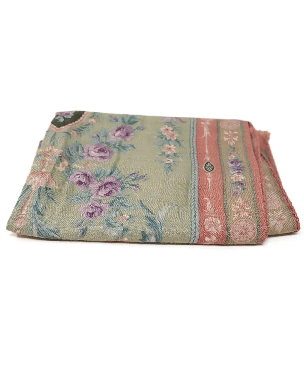 Etro Sage & Pink Floral Print Scarf