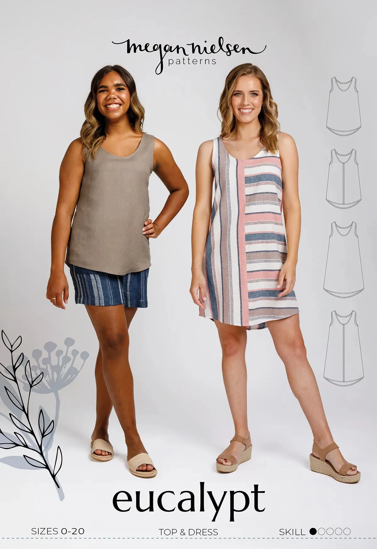 Eucalypt Tank Top and Dress Sewing Pattern by Megan Nielsen Patterns, Sizes 0-20