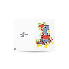 festive t-rex greeting card